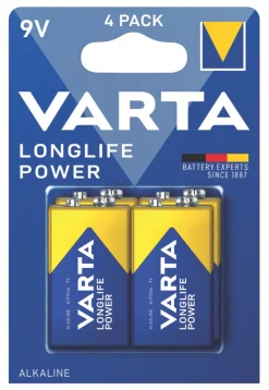Varta Longlife Power 9V High Energy Batteries 4 Pack