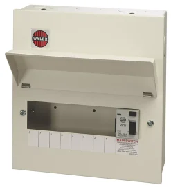 Wylex 10-Module 8-Way Part-Populated RCD Incomer Consumer Unit