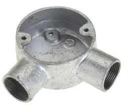 Deta 2 Way 25mm Angle Conduit Box Galvanised