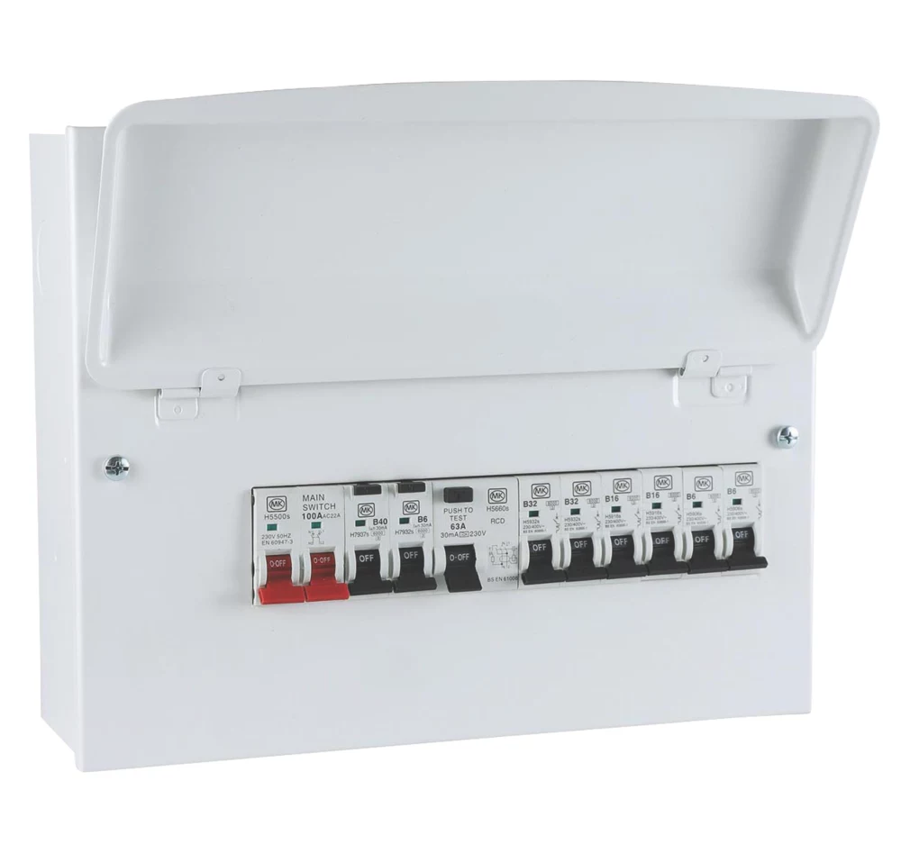 MK Sentry 12-Module 8-Way Populated Main Switch Consumer Unit