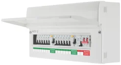 British General Fortress 22-Module 12-Way Populated High Integrity Dual RCD Consumer Unit With SPD