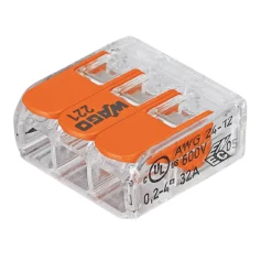 Wago 32A 3-Way Lever Connector 50 Pack