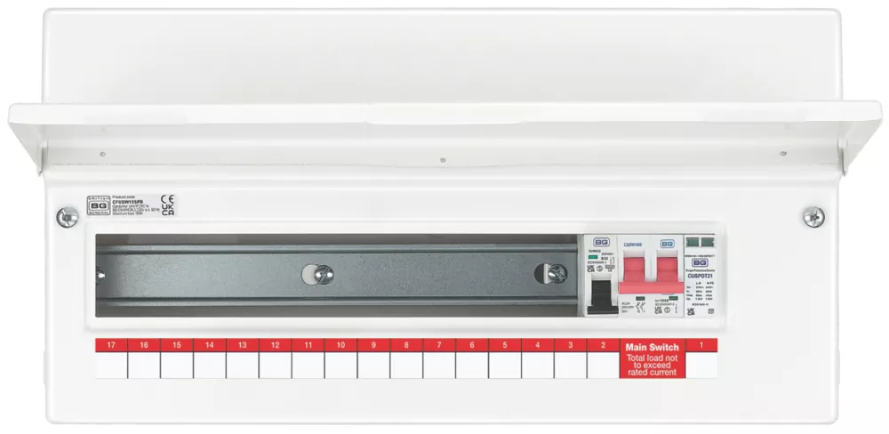 British General Fortress 19-Module 15-Way Part-Populated Main Switch Consumer Unit With SPD - Image 3