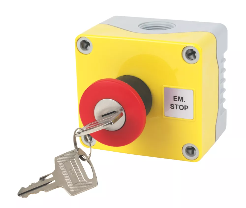 Hylec 1DE.01.03AG-SF Double Pole Mushroom Head Push-Button Isolator Switch NO/NC 1 Hylec 1DE.01.03AG-SF Double Pole Mushroom Head Push-Button Isolator Switch NO/NC