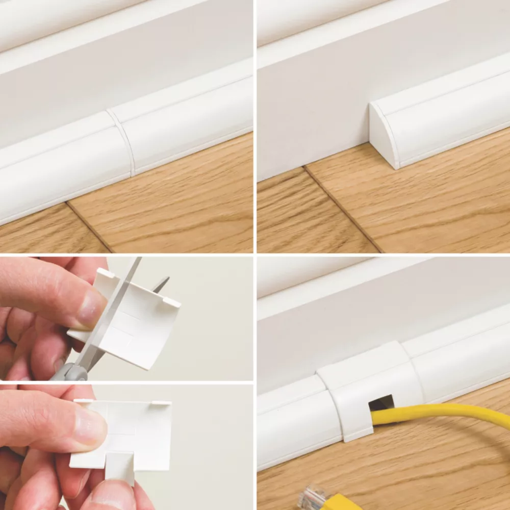 D Line D-Line Plastic White Decorative Trunking Floor Trim Accessories Pack 8 Pcs - Image 2