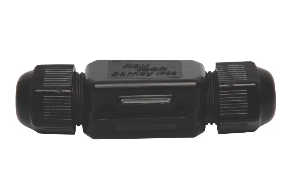 Raytech 2-Entry 2-Pole IP69K Gel-Filled Straight Cable Joint Black