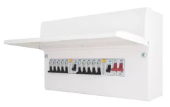 British General Fortress 16-Module 10-Way Populated High Integrity Dual RCD Consumer Unit