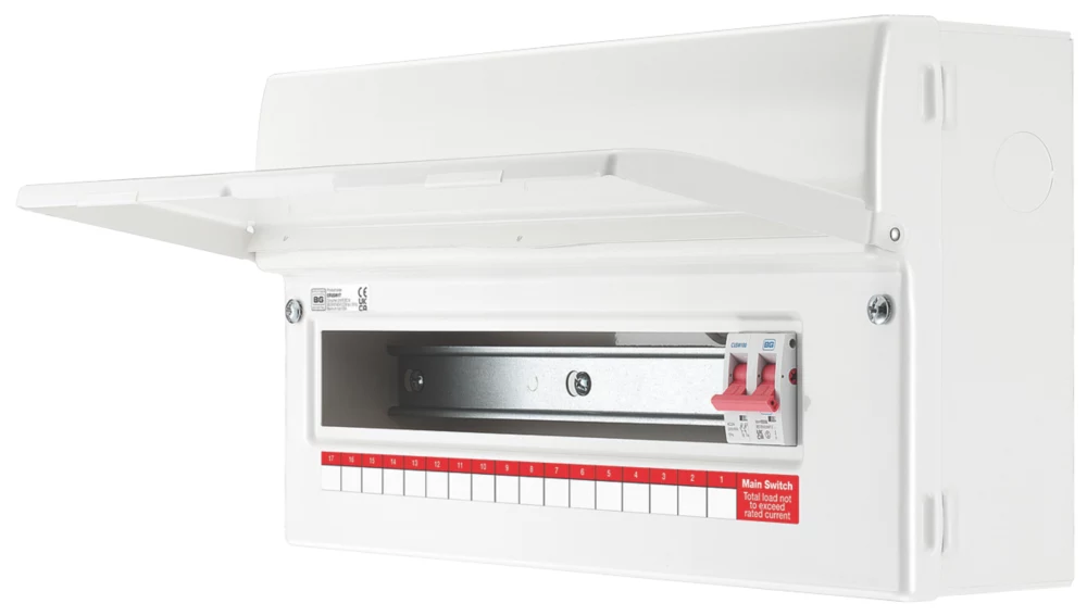 British General Fortress 19-Module 17-Way Part-Populated Main Switch Consumer Unit 1 British General Fortress 19-Module 17-Way Part-Populated Main Switch Consumer Unit