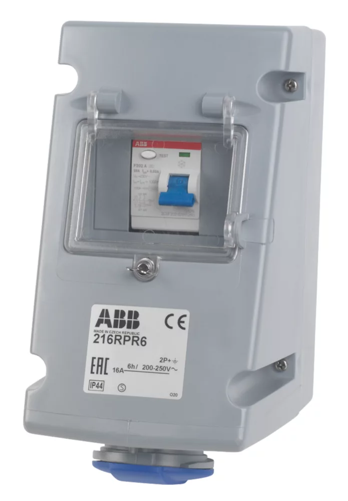 ABB 16A 2P+E Socket With 25A RCD 250V
