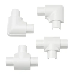 D Line D-Line Plastic White Micro Trunking Equal Tee & Flat Bend Pack 4 Pcs