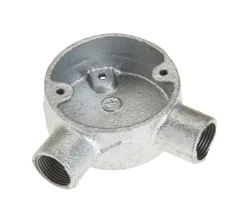 Deta 2 Way 20mm Angle Conduit Box Galvanised