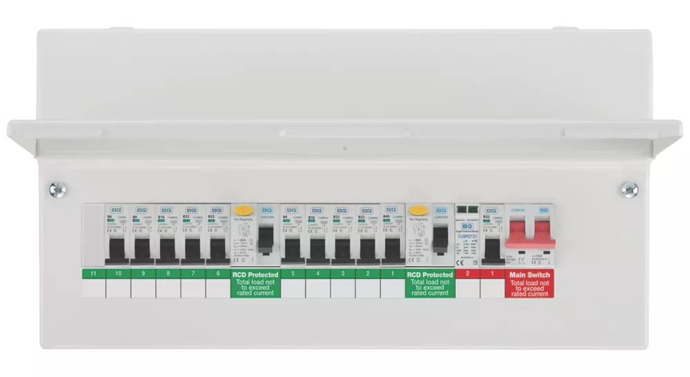 British General Fortress 19-Module 10-Way Populated High Integrity Dual RCD Consumer Unit With SPD 2 British General Fortress 19-Module 10-Way Populated High Integrity Dual RCD Consumer Unit With SPD - Image 2