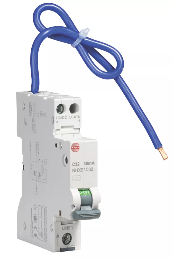 Wylex 32A 30mA DP Type C Mini RCBO - Image 2