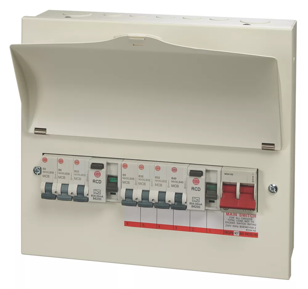 Wylex 13-Module 7-Way Populated Dual RCD Consumer Unit