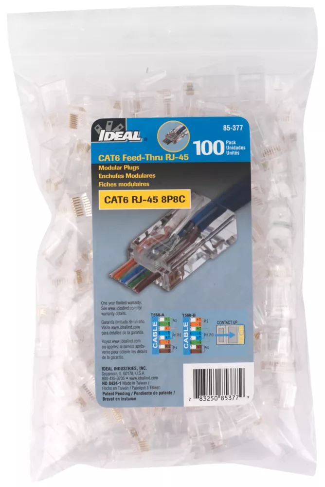 Ideal Industries Ideal RJ45 8P/8C Feed-Thru Modular Plugs 100 Pack - Image 2