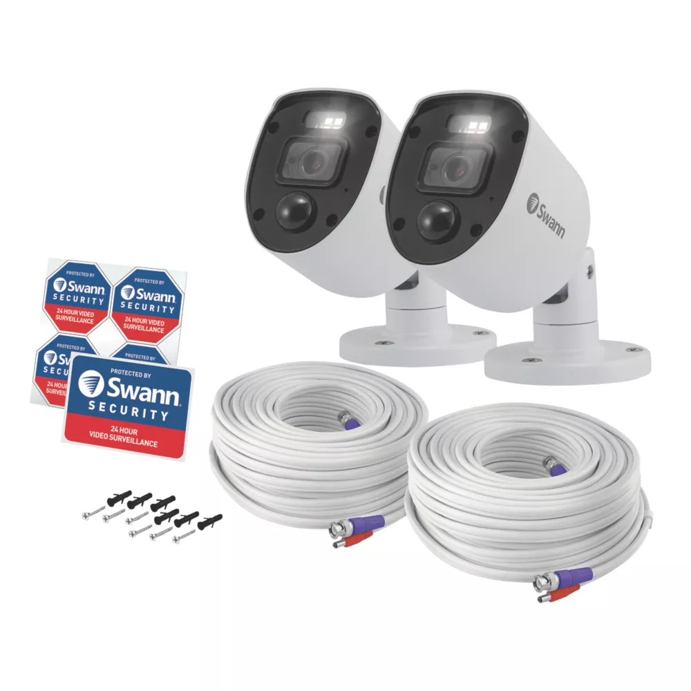 Swann SWPRO-1080SLPK2-EU White Wired 1080p Outdoor Bullet Add-On Camera Twin Pack 2 Pack - Image 2