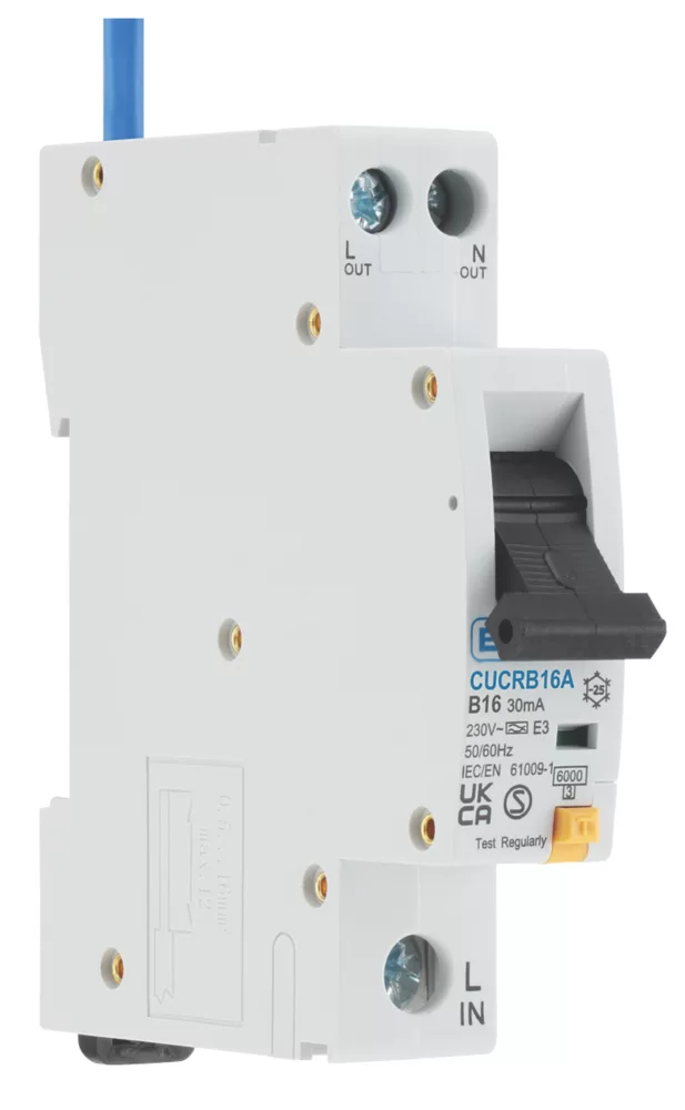 British General Fortress 16A 30mA SP & N Type B Compact RCBO 1 British General Fortress 16A 30mA SP & N Type B Compact RCBO