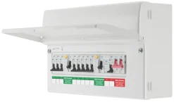 British General Fortress 16-Module 8-Way Populated High Integrity Dual RCD Consumer Unit With SPD